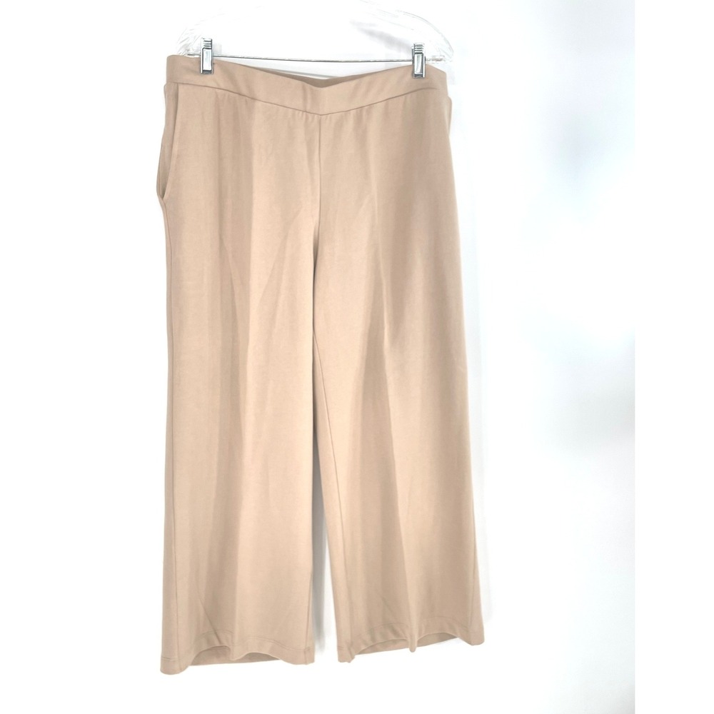 NWT J. Jill Women Pants XL Wide Leg Mink Tan Organic Cotton French Terry